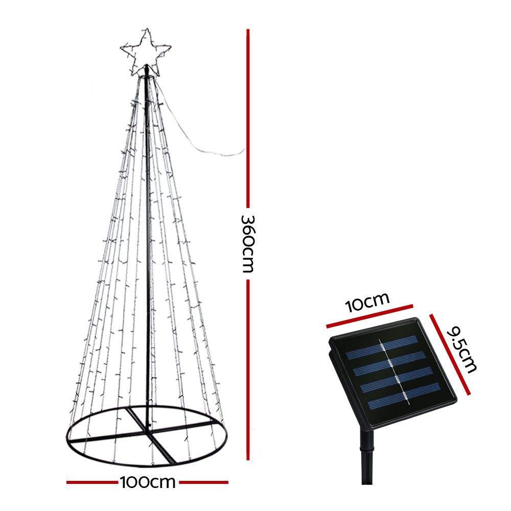 12FT (3.6m) Solar Powered LED Christmas Tree Motif Lights - Muilticoloured Homecoze