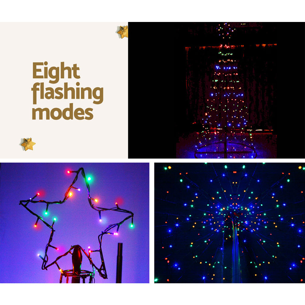 12FT (3.6m) Solar Powered LED Christmas Tree Motif Lights - Muilticoloured Homecoze