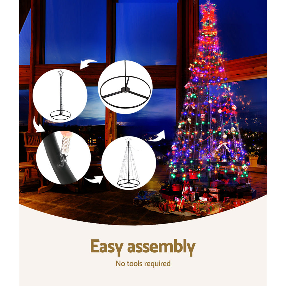 12FT (3.6m) Solar Powered LED Christmas Tree Motif Lights - Muilticoloured Homecoze