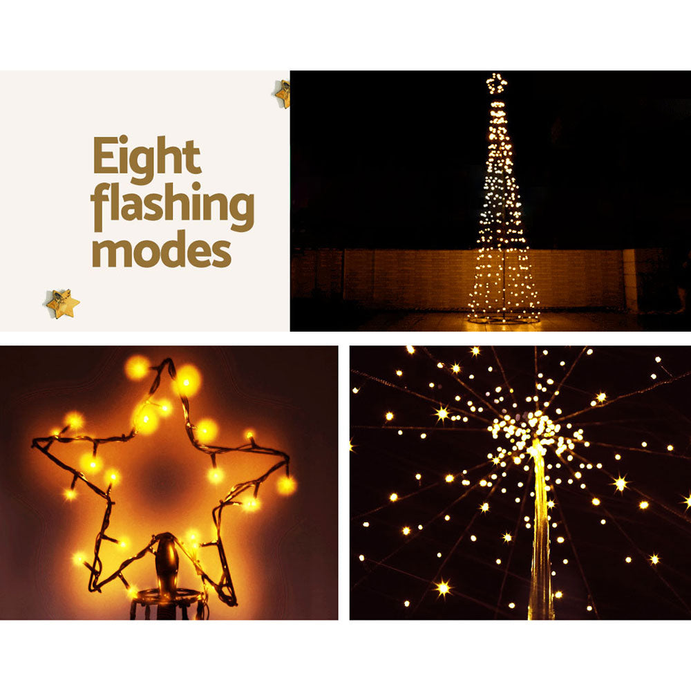 12FT (3.6m) Solar Powered LED Christmas Tree Motif Lights - Warm White Homecoze