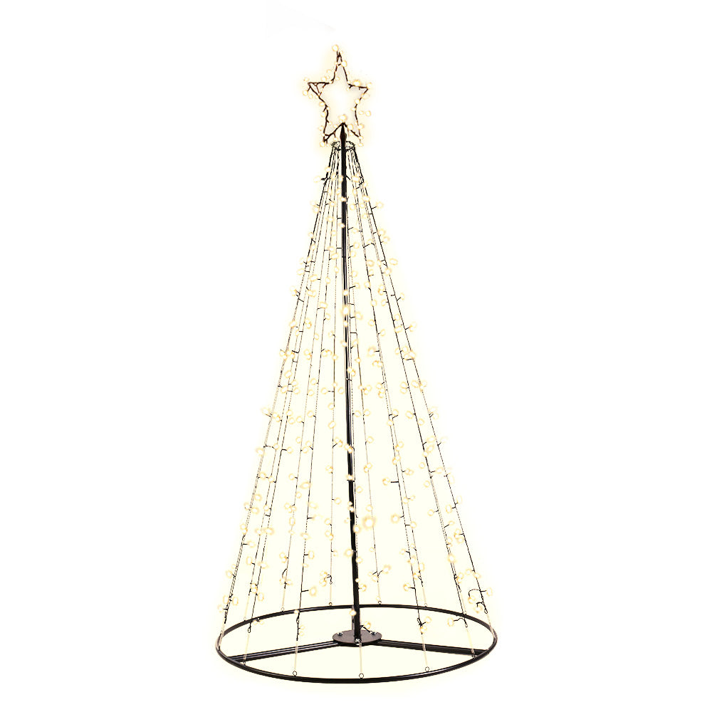 7FT (2.1m) Christmas Tree LED Lights Solar-powered Xmas Fibre Optic Warm White - Homecoze