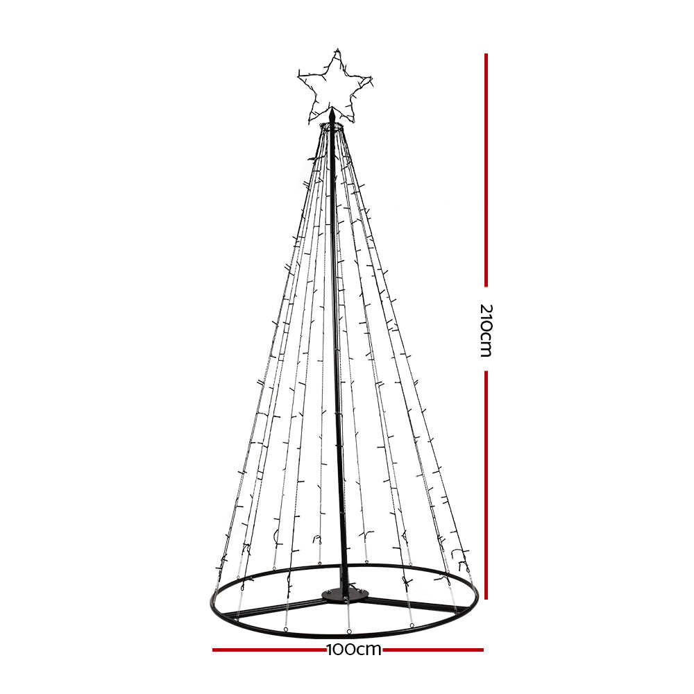 7FT (2.1m) Christmas Tree LED Lights Solar-powered Xmas Fibre Optic Warm White - Homecoze