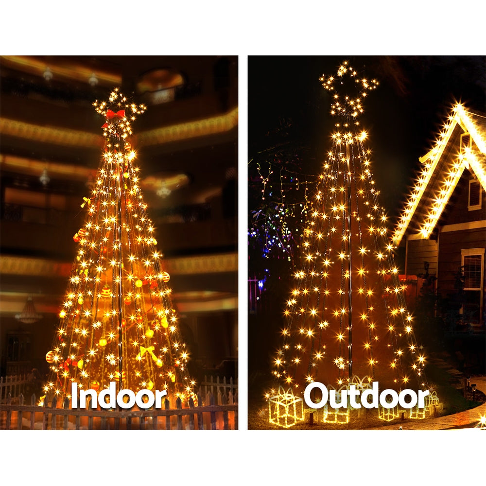 7FT (2.1m) Christmas Tree LED Lights Solar-powered Xmas Fibre Optic Warm White Homecoze