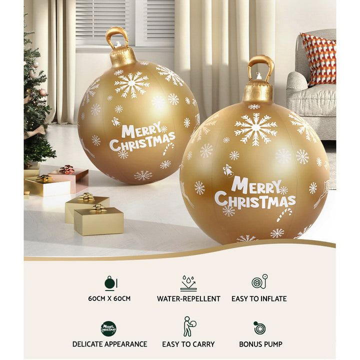 60cm Giant Christmas Bauble Inflatable Ball Decoration - Gold Homecoze