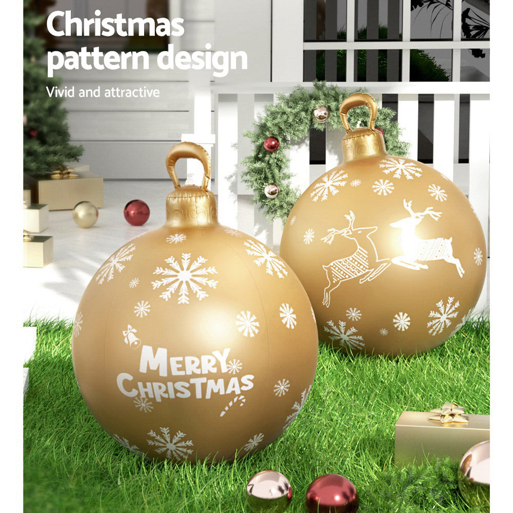 60cm Giant Christmas Bauble Inflatable Ball Decoration - Gold Homecoze