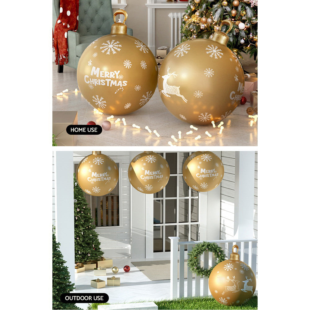 60cm Giant Christmas Bauble Inflatable Ball Decoration - Gold Homecoze