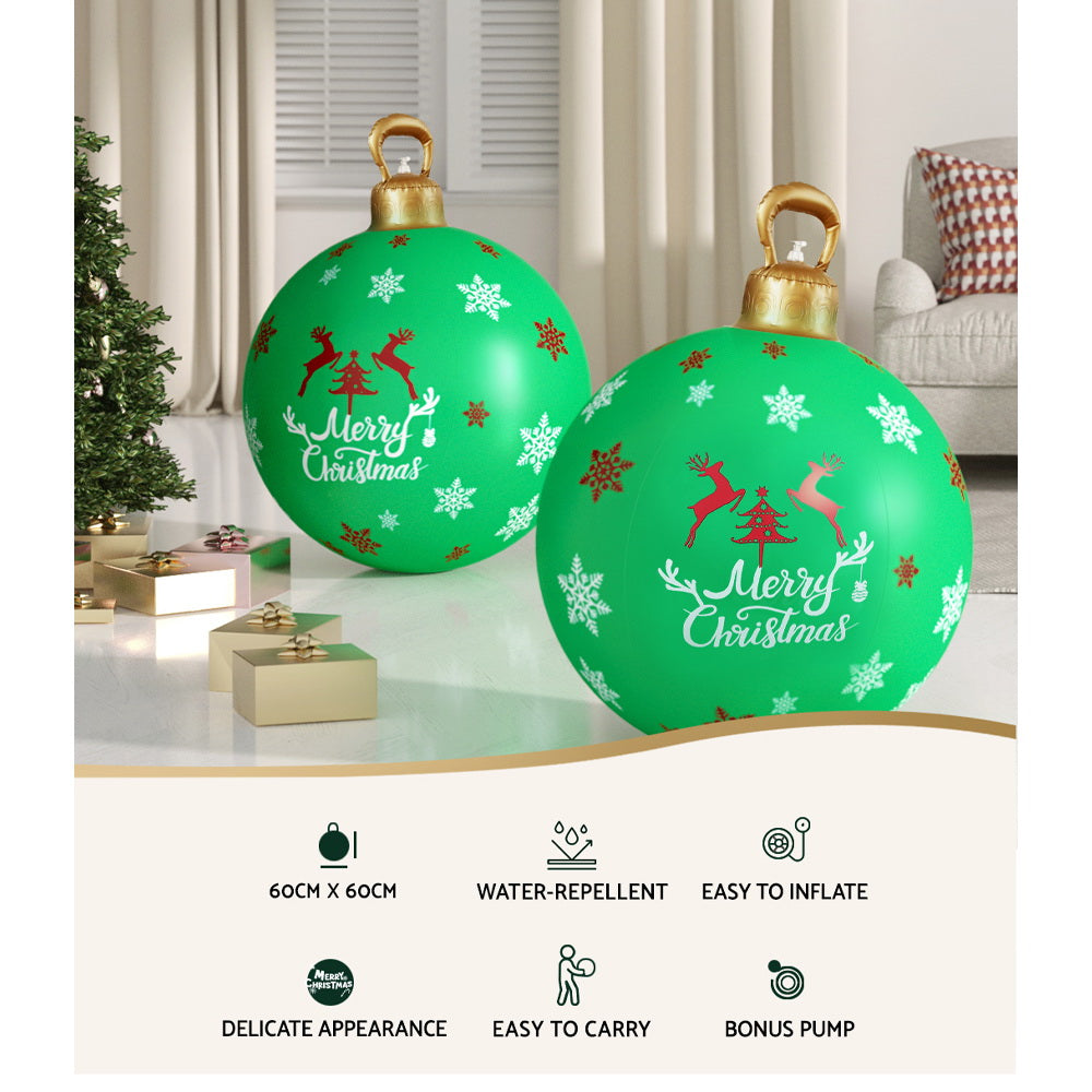 60cm Giant Christmas Bauble Inflatable Ball Decoration - Green Homecoze