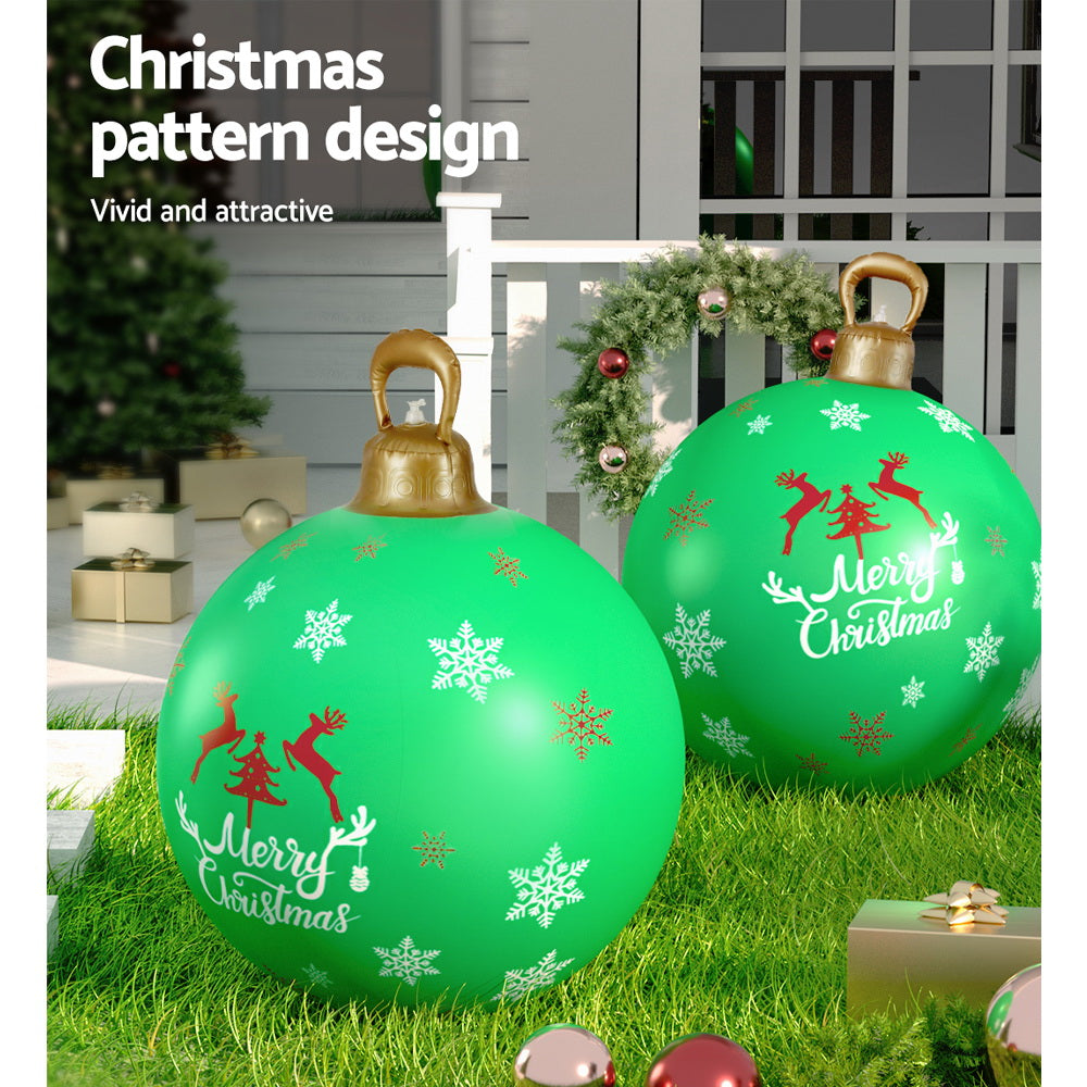60cm Giant Christmas Bauble Inflatable Ball Decoration - Green Homecoze