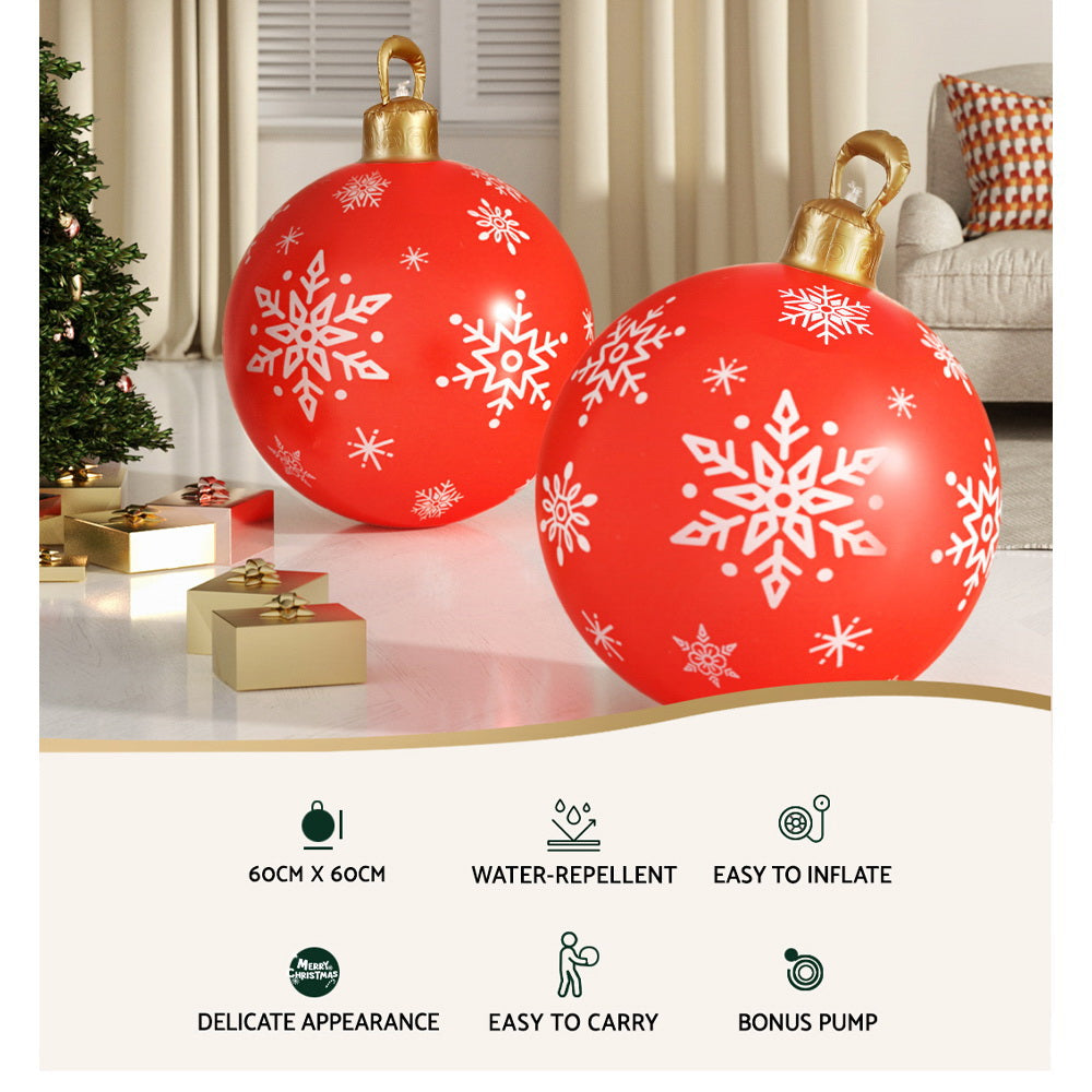 60cm Giant Christmas Bauble Inflatable Ball Decoration - Red Homecoze
