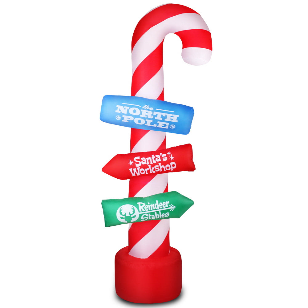 2.4m Christmas Inflatable Santa Guide Candy Pole Xmas Decor LED Homecoze