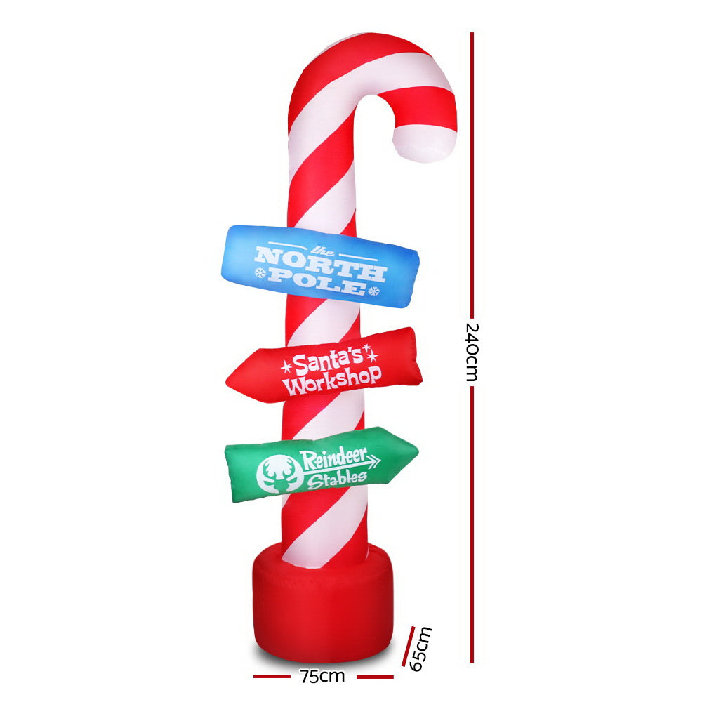 2.4m Candy Cane Guide Pole Christmas Inflatable - Homecoze