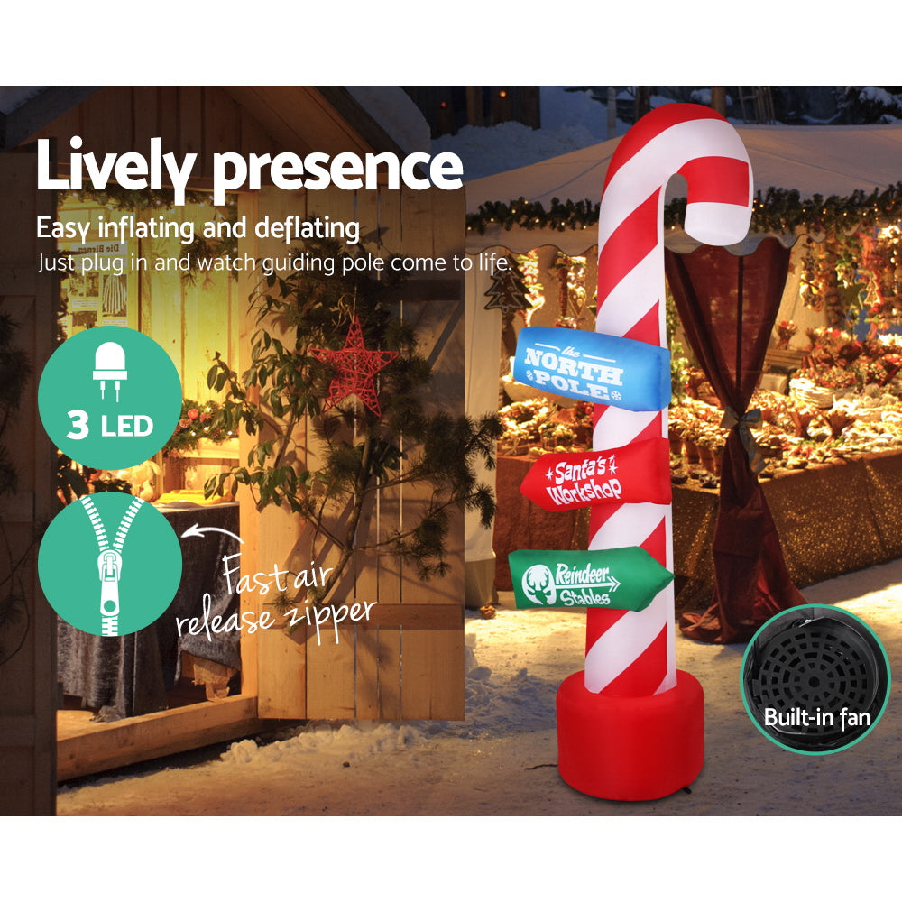 2.4m Candy Cane Guide Pole Christmas Inflatable - Homecoze