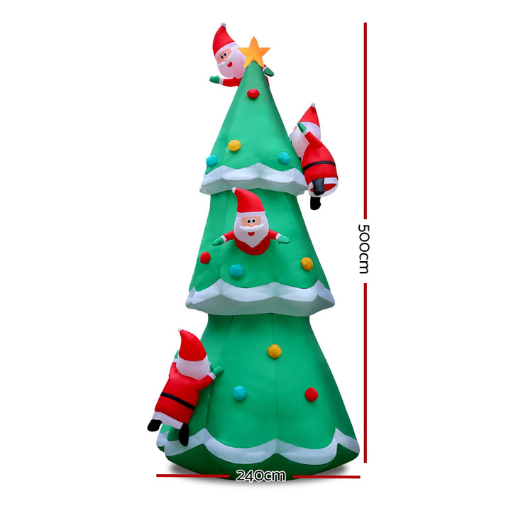 5m Christmas Inflatable Santa on Christmas Tree Xmas Decor LED Homecoze