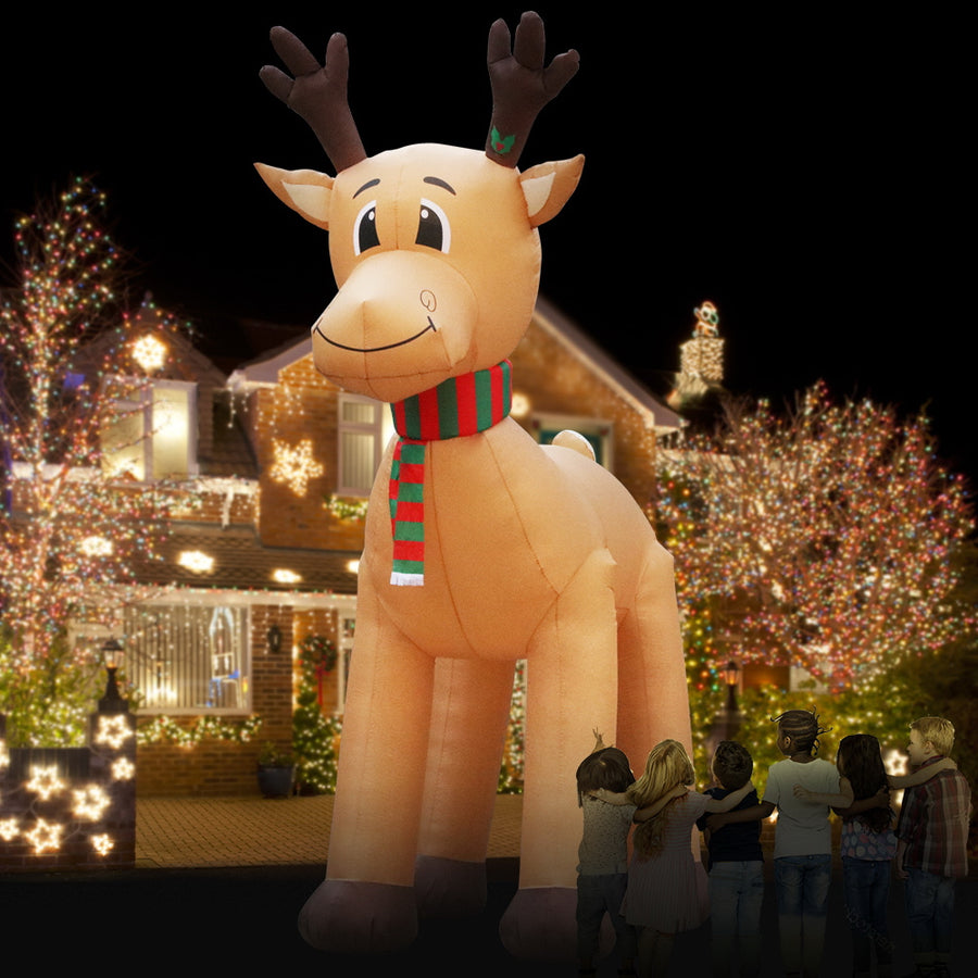 5m Christmas Inflatable Reindeer Giant Deer Air-Power Light Inside Homecoze