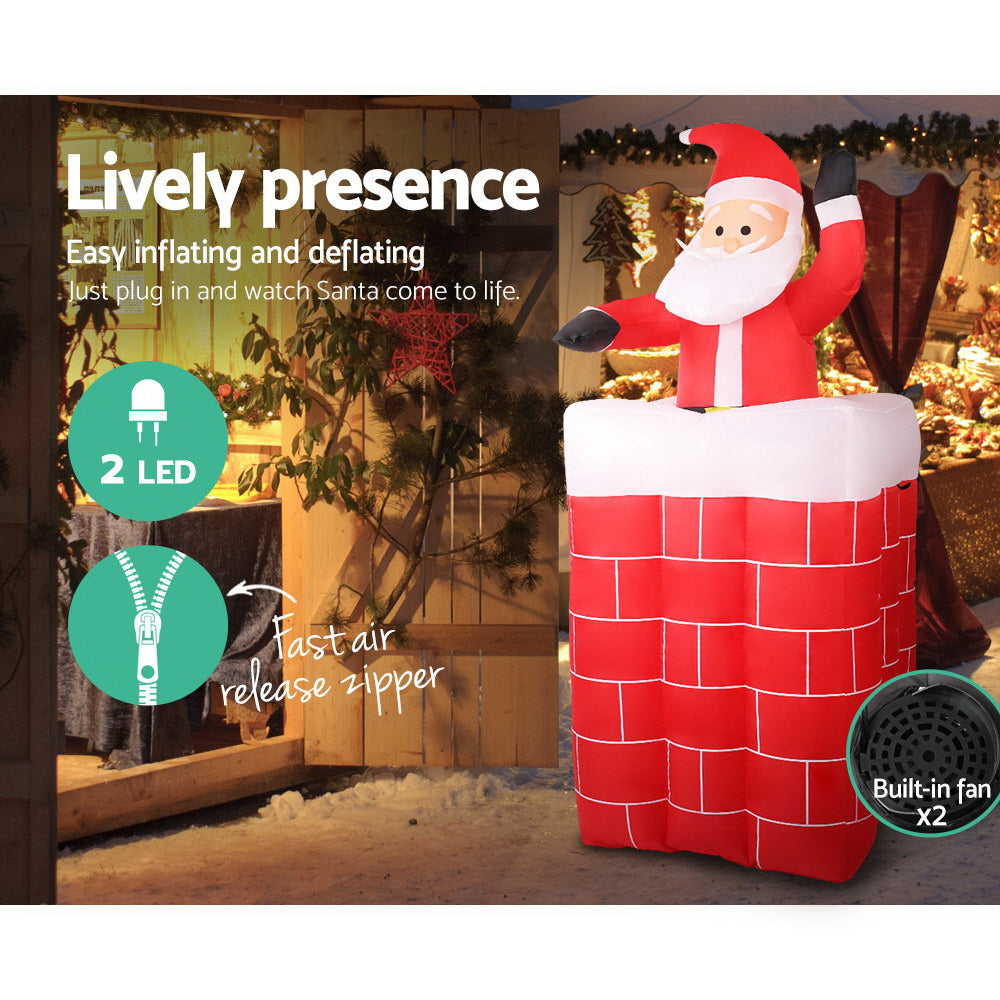 1.8m Pop-up Santa Chimney Christmas Inflatable - Homecoze