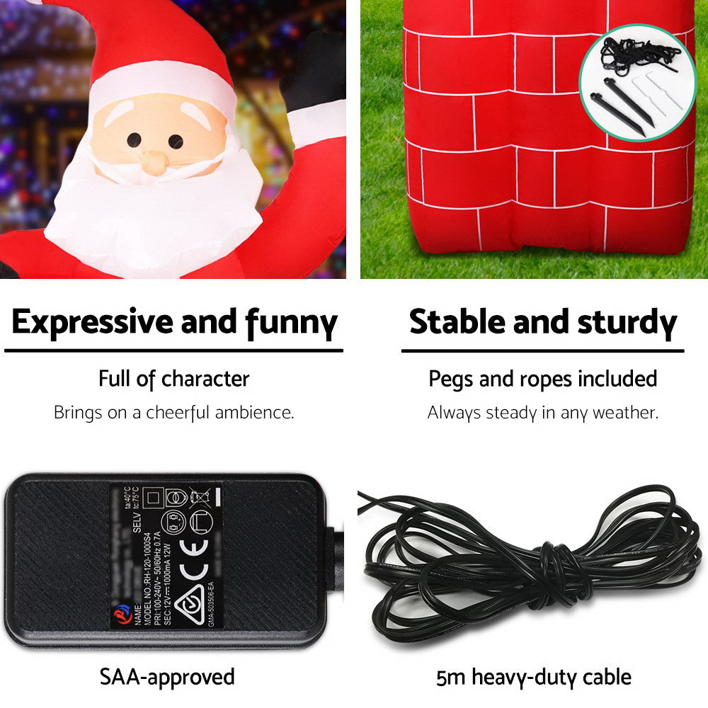 1.8m Pop-up Santa Chimney Christmas Inflatable - Homecoze