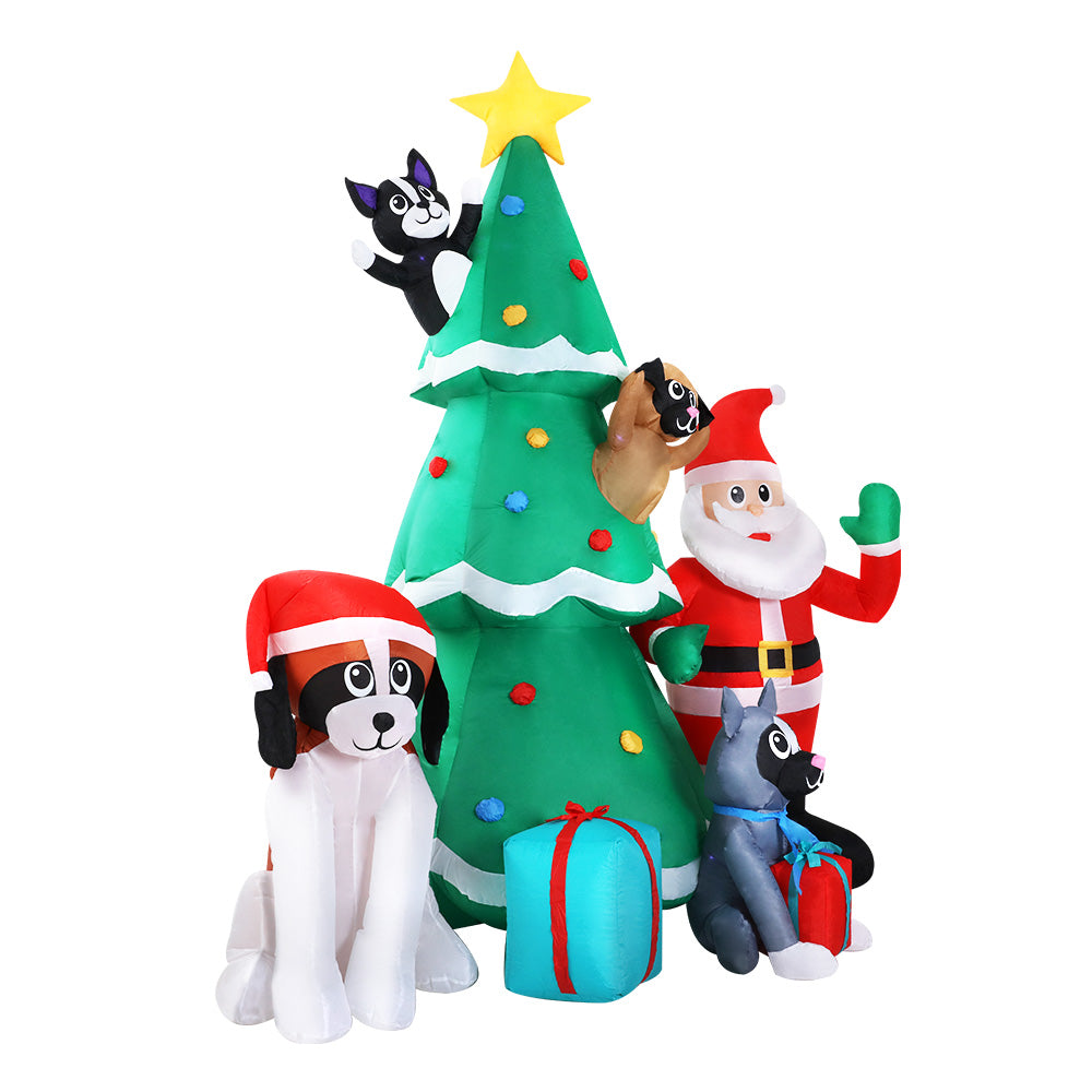 3m Christmas Tree Santa and Dog Christmas Inflatable - Homecoze