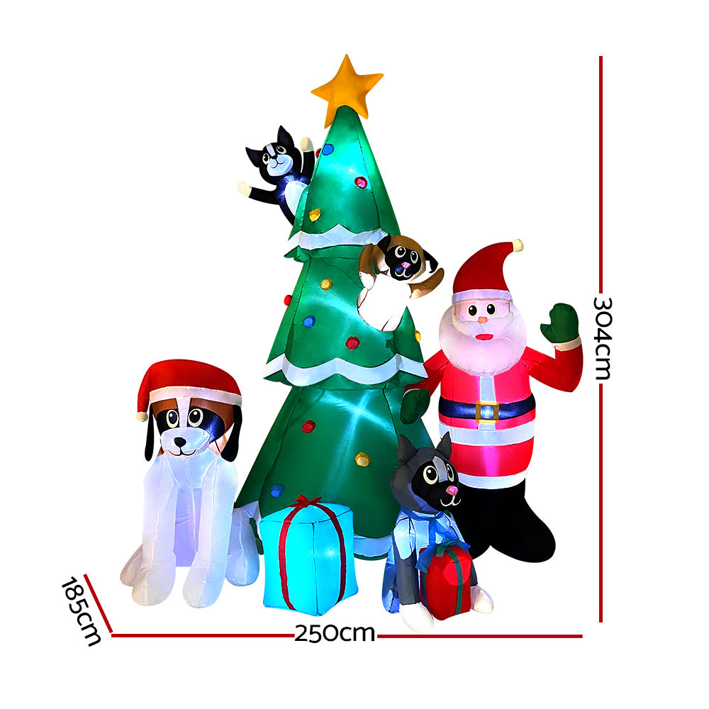 3m Christmas Tree Santa and Dog Christmas Inflatable - Homecoze