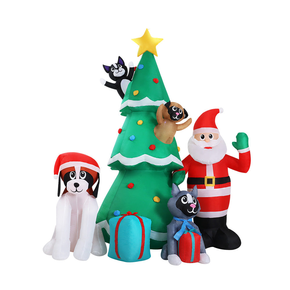 3m Christmas Tree Santa and Dog Christmas Inflatable - Homecoze