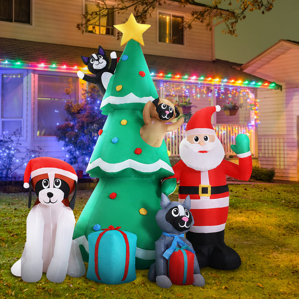 3m Christmas Tree Santa and Dog Christmas Inflatable - Homecoze