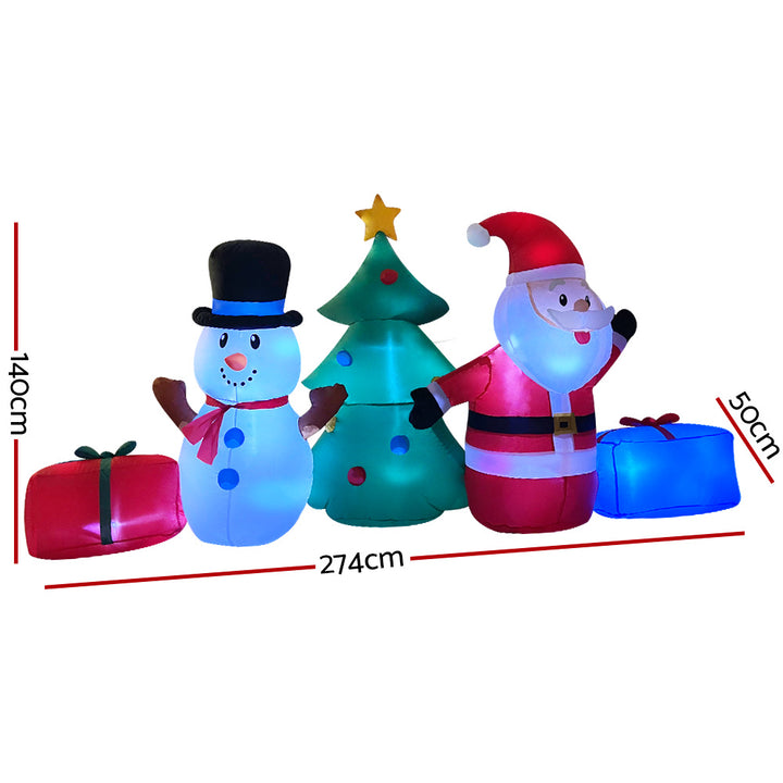 2.7m Christmas Inflatable Tree Snowman Lights Outdoor Decorations Homecoze