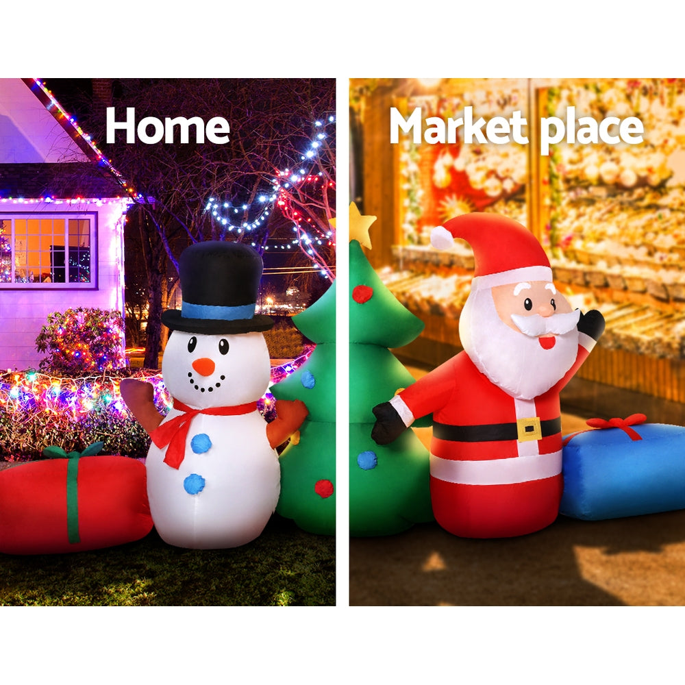 2.7m Christmas Inflatable Tree Snowman Lights Outdoor Decorations Homecoze