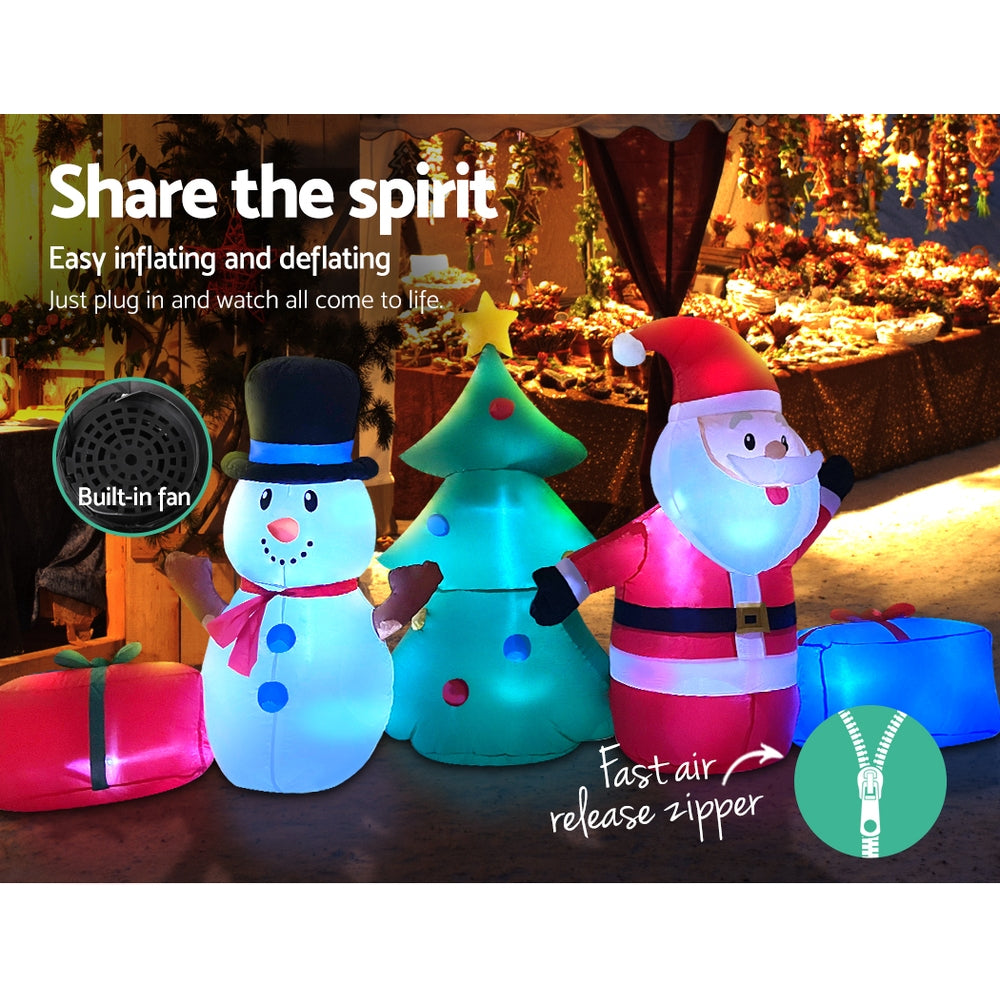 1.4m Santa Tree and Snowman Christmas Inflatable - Homecoze