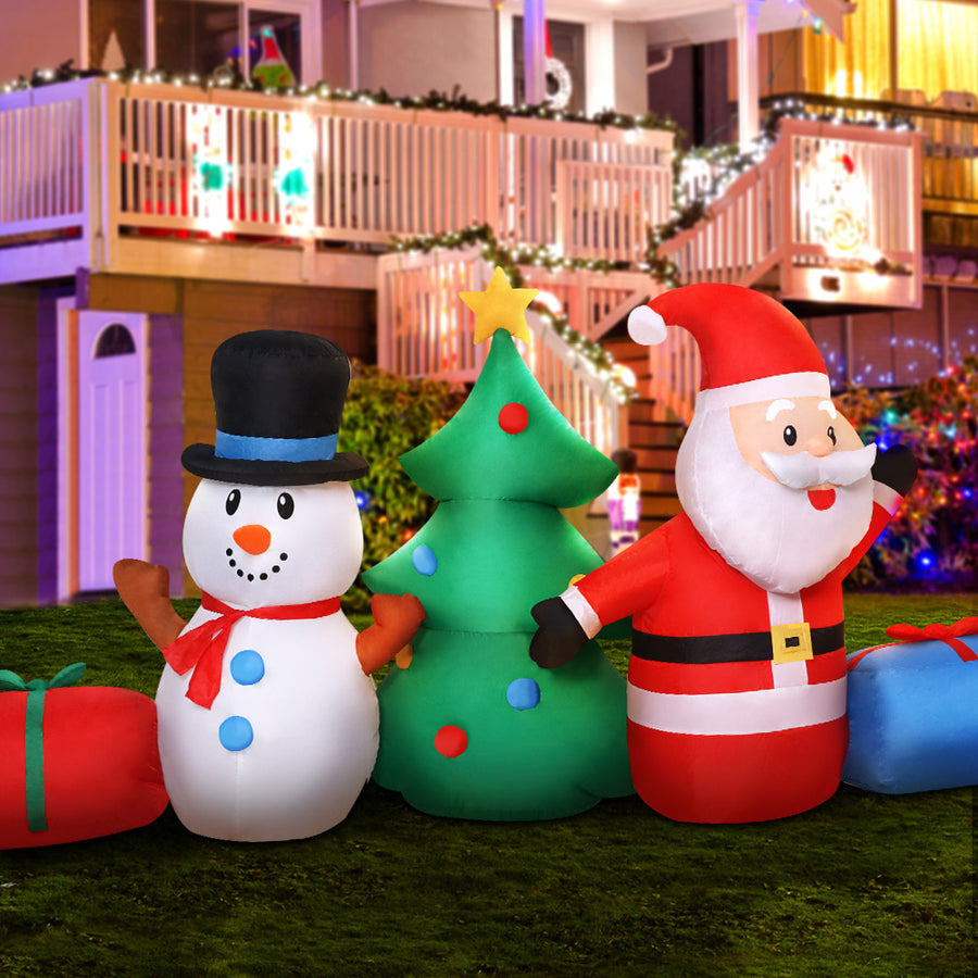 2.7m Christmas Inflatable Tree Snowman Lights Outdoor Decorations Homecoze