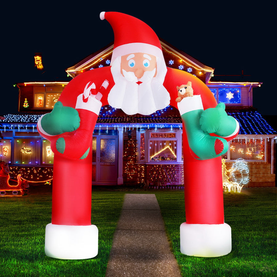 2.3m Christmas Inflatable Santa Archway Outdoor Decorations Lights Homecoze