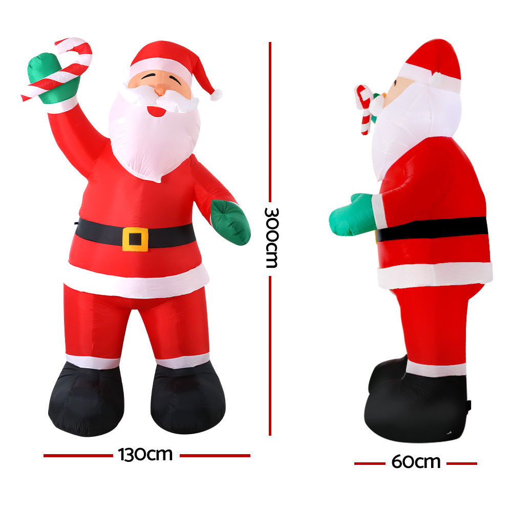 3M Christmas Inflatable Santa Xmas Outdoor Decorations LED Lights Homecoze