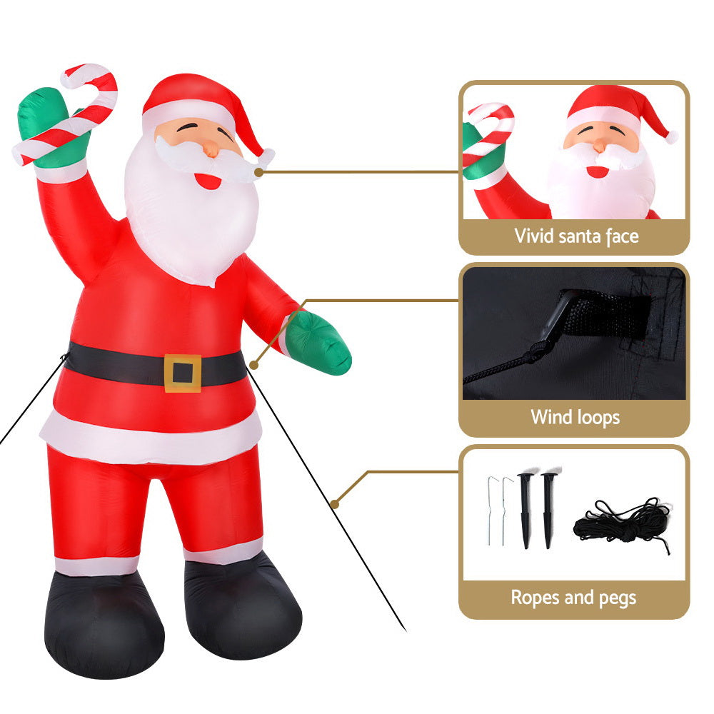 3M Christmas Inflatable Santa Xmas Outdoor Decorations LED Lights Homecoze