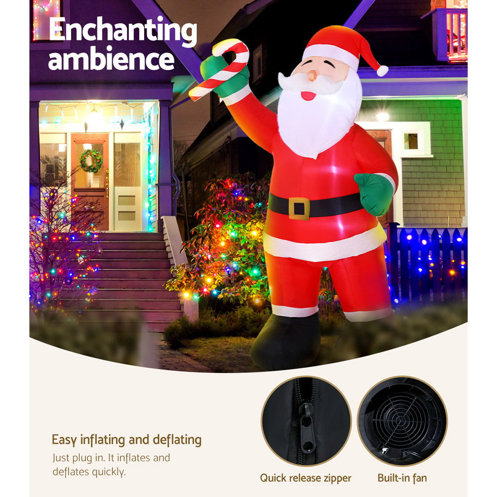 3M Christmas Inflatable Santa Xmas Outdoor Decorations LED Lights Homecoze