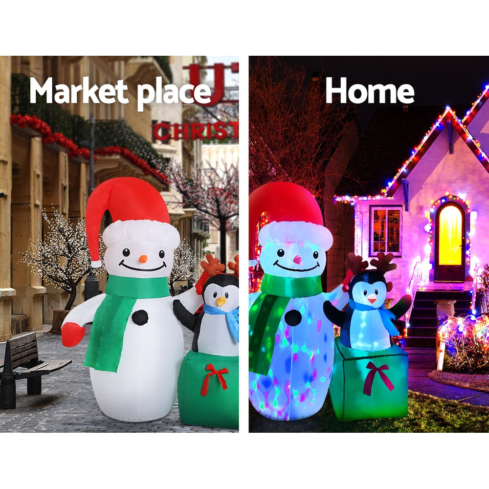 Inflatable Christmas 1.8M Snowman LED Lights Outdoor Decorations - Homecoze