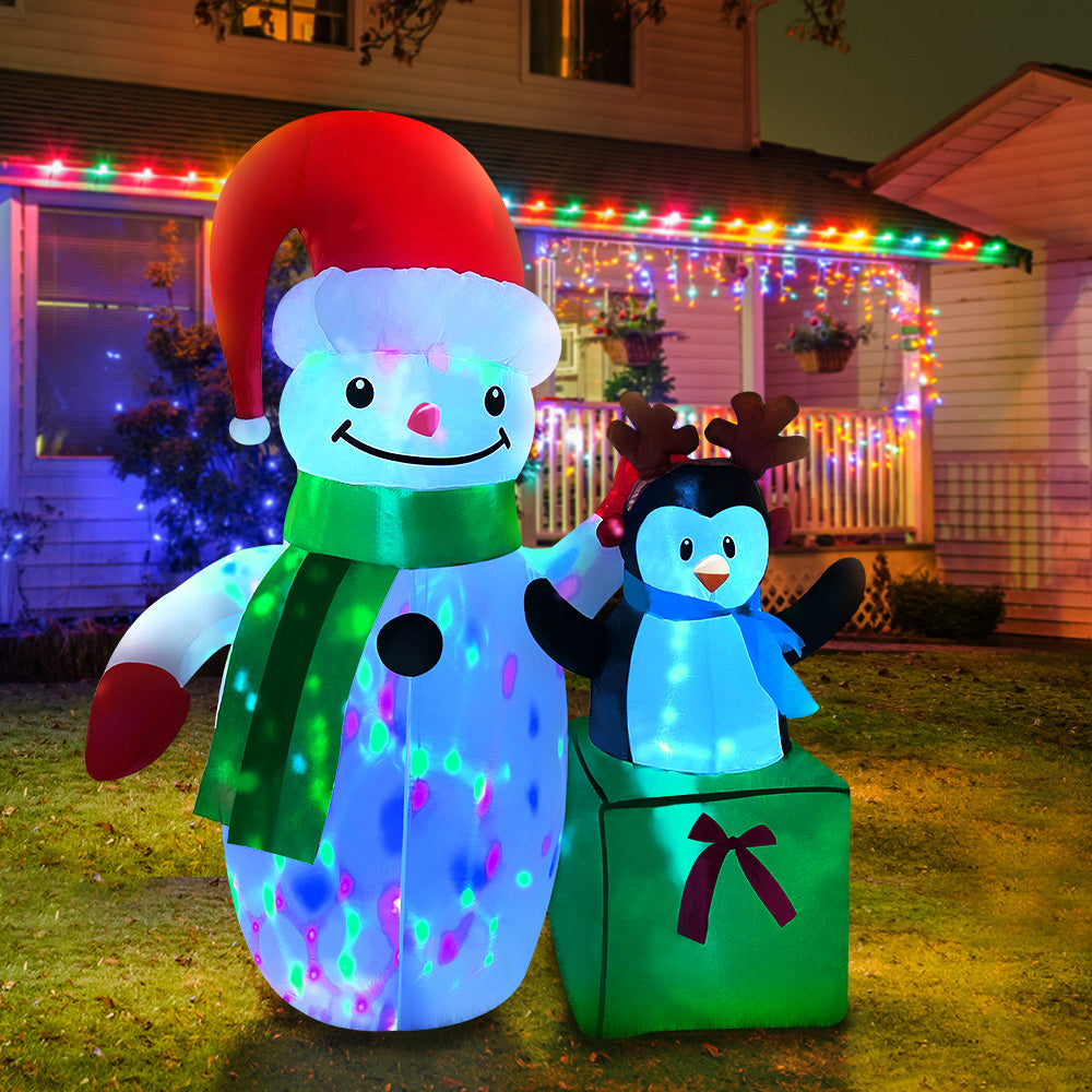 Inflatable Christmas 1.8M Snowman LED Lights Outdoor Decorations - Homecoze
