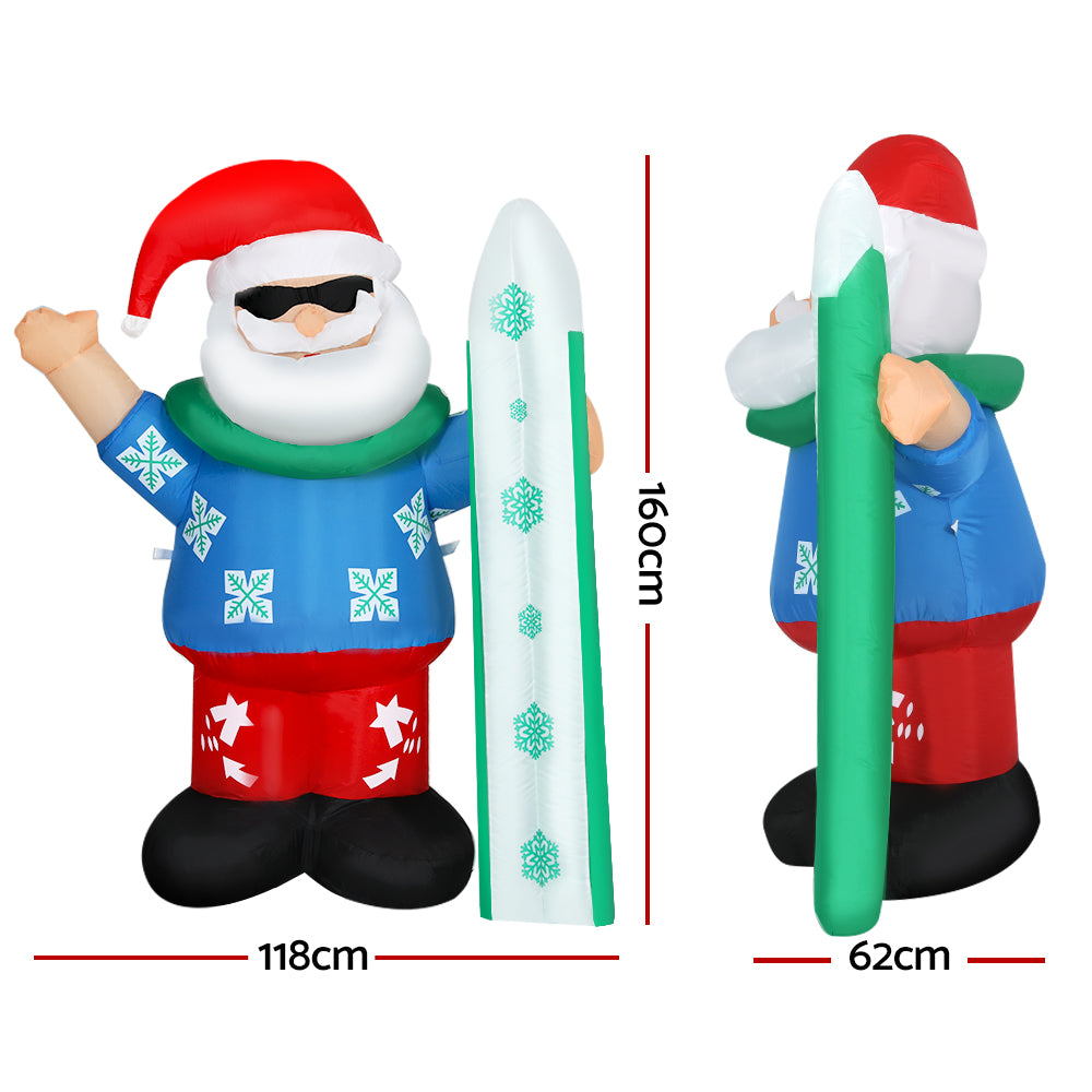 1.6M Santa Christmas Inflatable Doll with LED Lights Homecoze