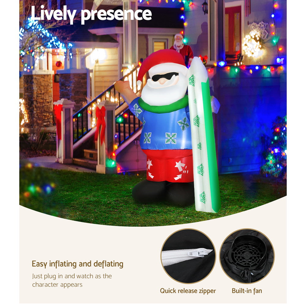 1.6M Santa Christmas Inflatable Doll with LED Lights Homecoze