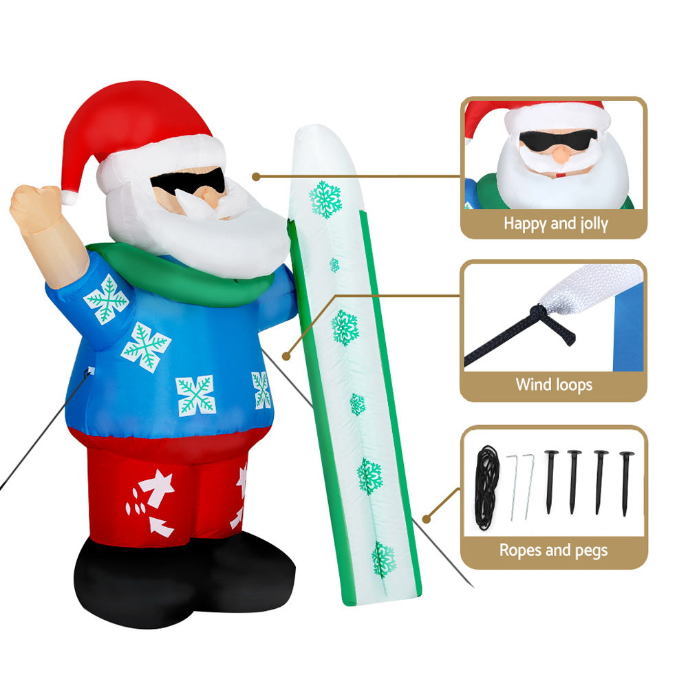 1.6M Santa Christmas Inflatable Doll with LED Lights Homecoze