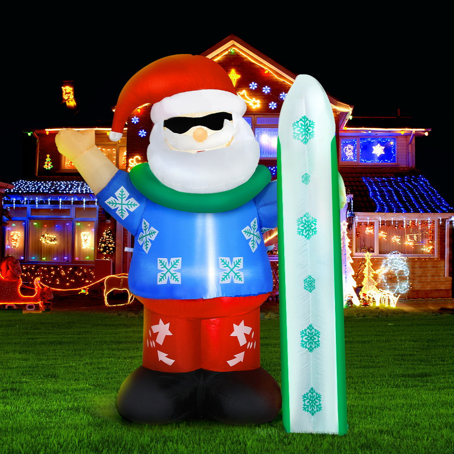 1.6M Santa Christmas Inflatable Doll with LED Lights Homecoze