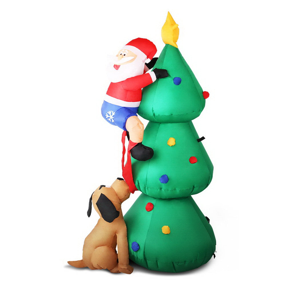 1.8m Christmas Inflatable Santa on Tree Lights Xmas Decor Airblown Homecoze