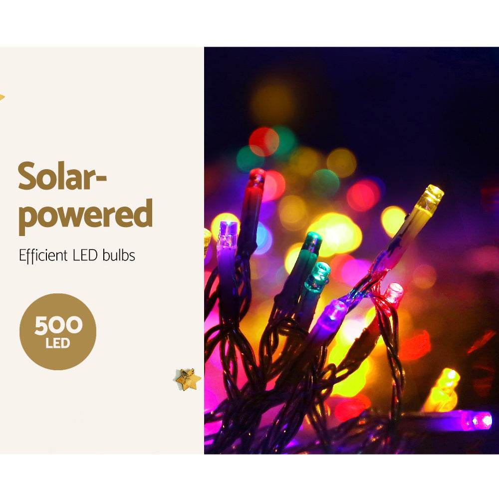 500 LED Solar Powered Christmas Icicle Lights 20M Multicolour Homecoze
