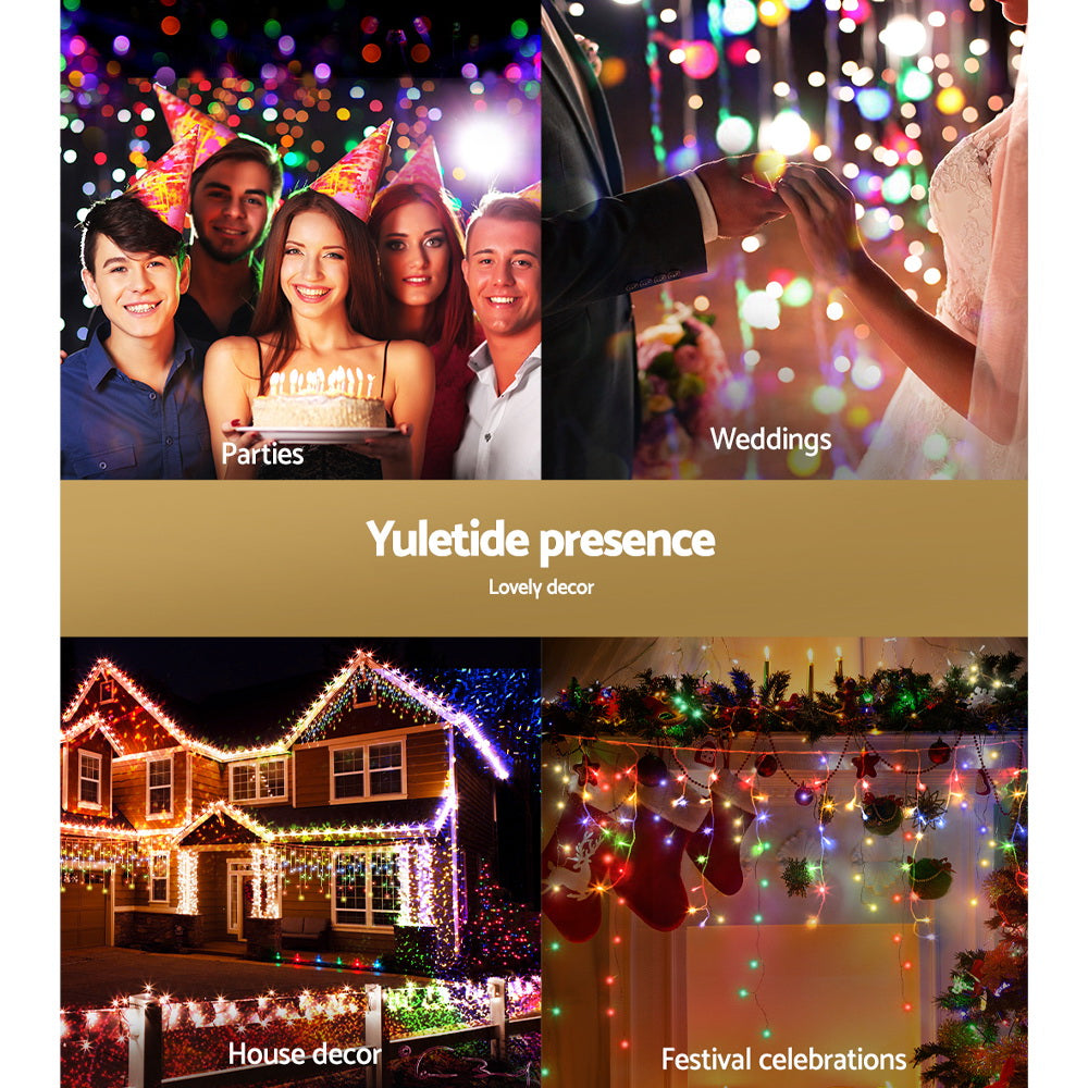 500 LED Solar Powered Christmas Icicle Lights 20M Multicolour Homecoze