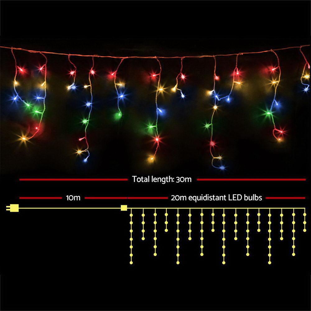 800 LED Christmas Icicle Lights Mutlicolour Homecoze