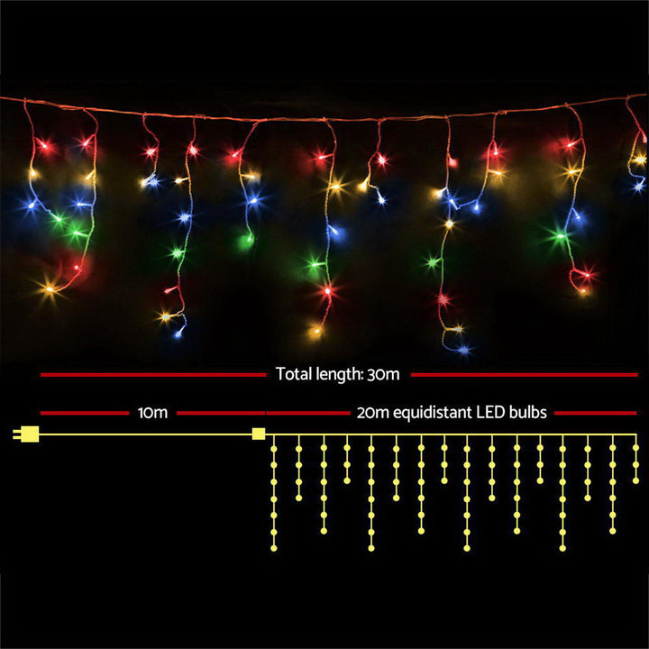 800 LED Christmas Icicle Lights Mutlicolour Homecoze