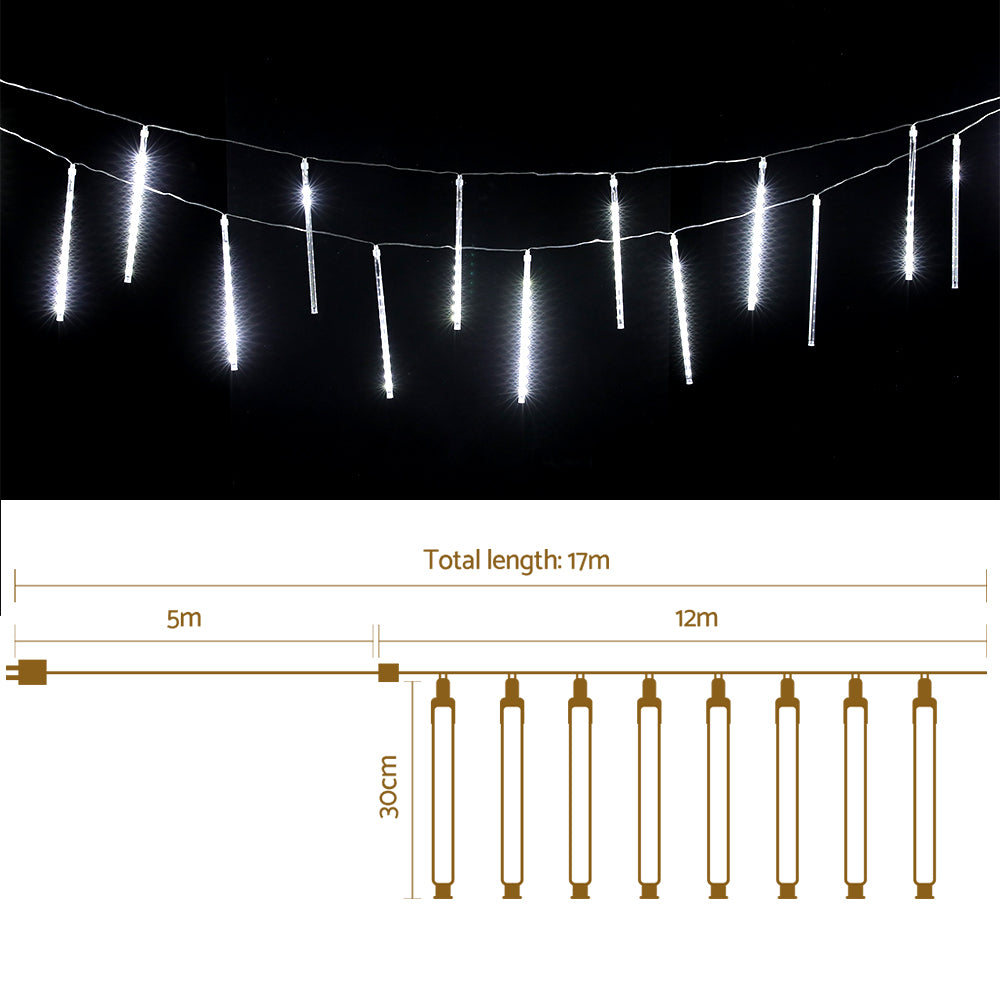 12m Christmas Icicle Shower Lights 960 LED Falling Rain - Cool White Homecoze