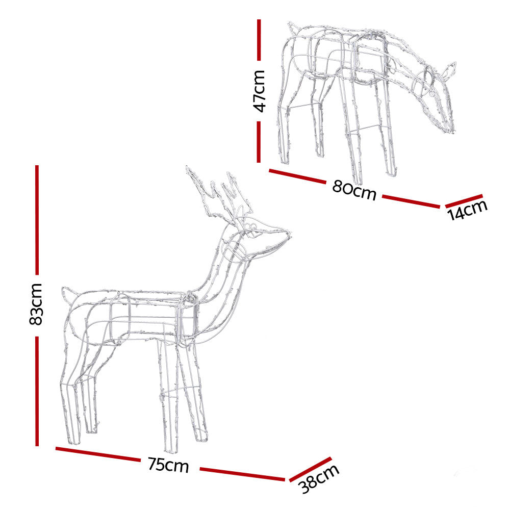 Christmas Motif Lights LED Rope Reindeer Waterproof Solar Powered Homecoze
