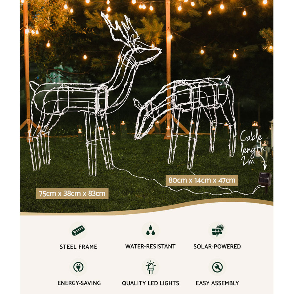 Christmas Motif Lights LED Rope Reindeer Waterproof Solar Powered Homecoze