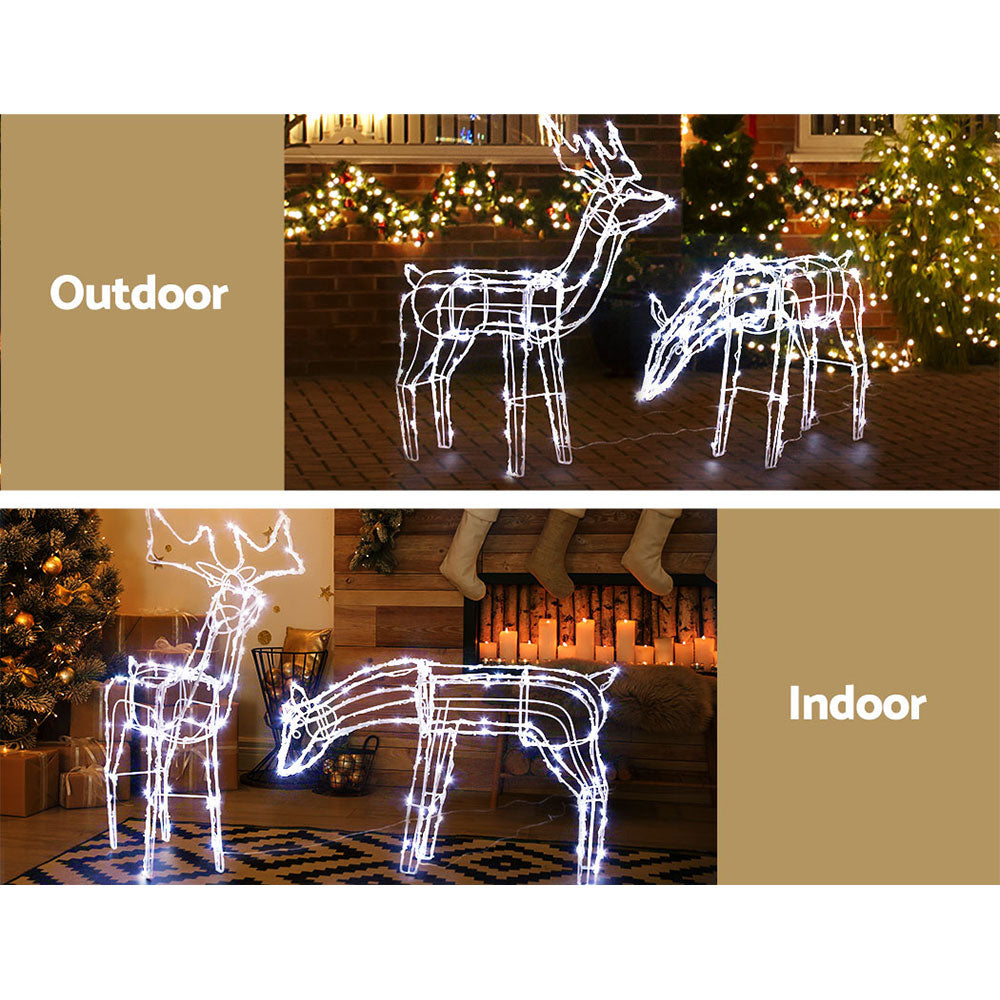 Christmas Motif Lights LED Rope Reindeer Waterproof Solar Powered Homecoze