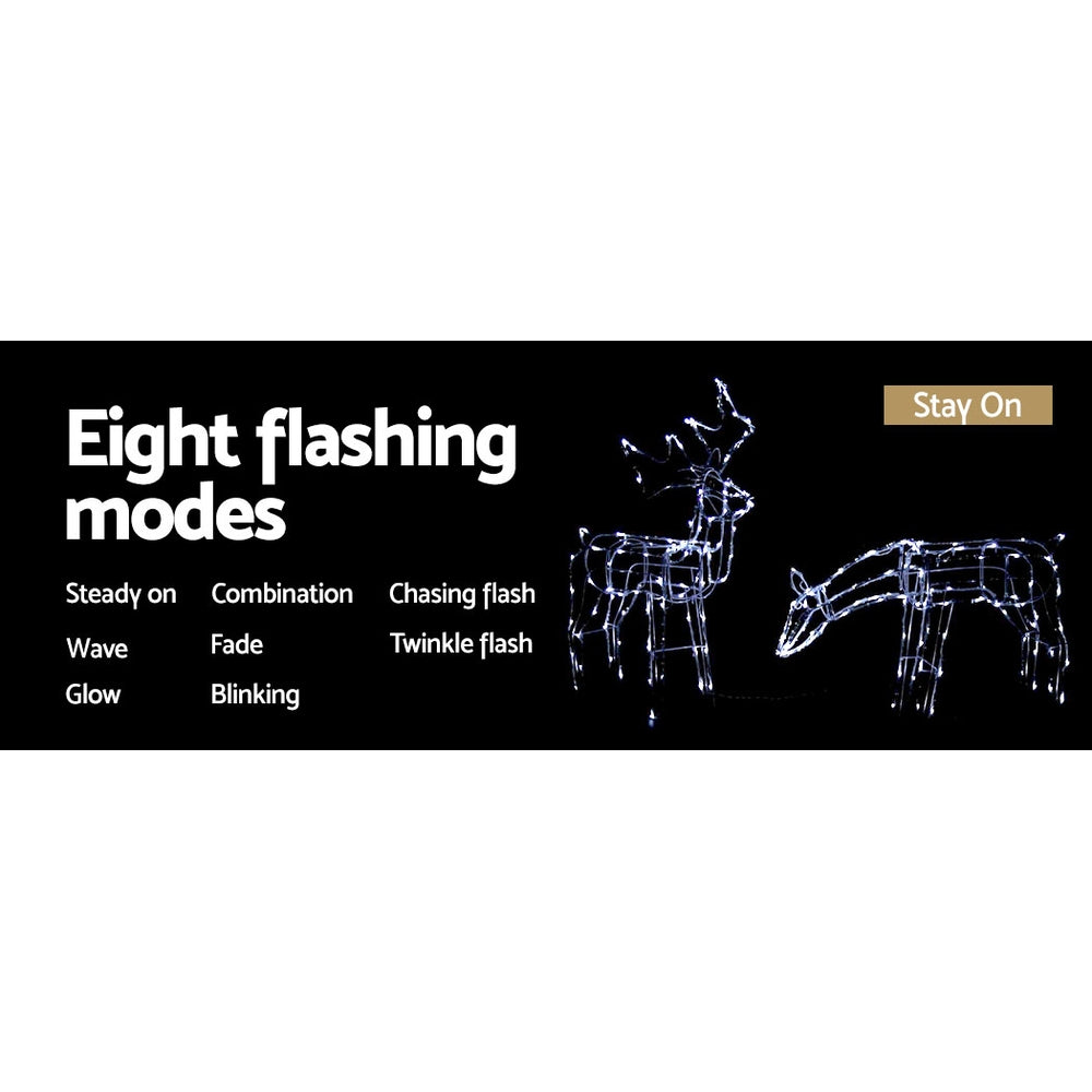 Christmas Motif Lights LED Rope Reindeer Waterproof Solar Powered Homecoze
