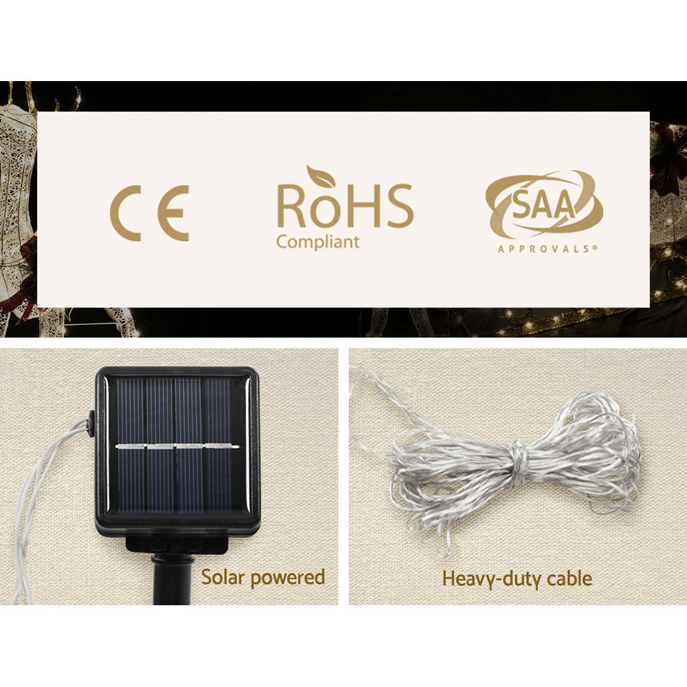 Christmas Motif Lights LED Rope Reindeer Waterproof Solar Powered Homecoze