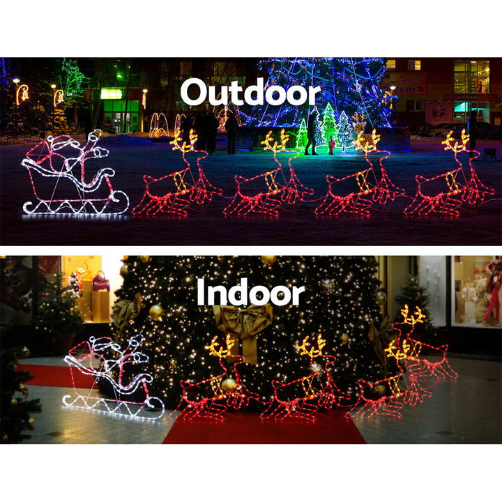 Christmas Motif Lights LED Rope Reindeer Waterproof Colourful Xmas Homecoze